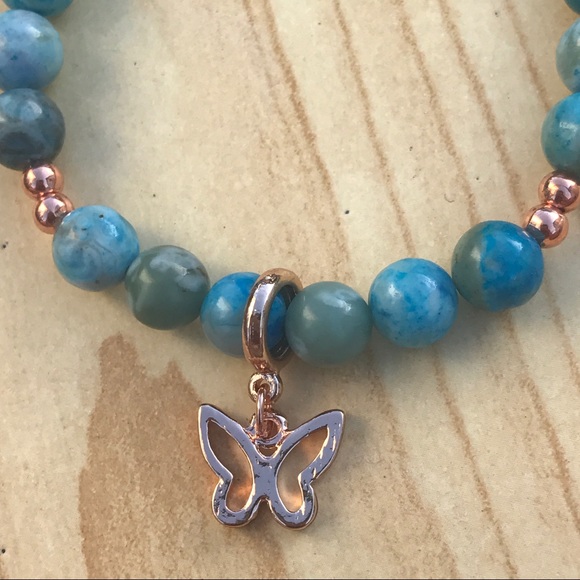 Handmade Natural Jasper Butterfly Bracelet - Picture 2 of 3