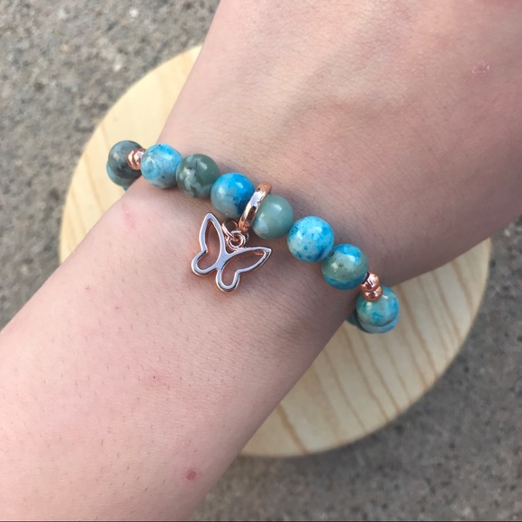 Handmade Natural Jasper Butterfly Bracelet - Picture 3 of 3