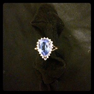 Camrose & Kross Faux Aqua Marine Pear ring