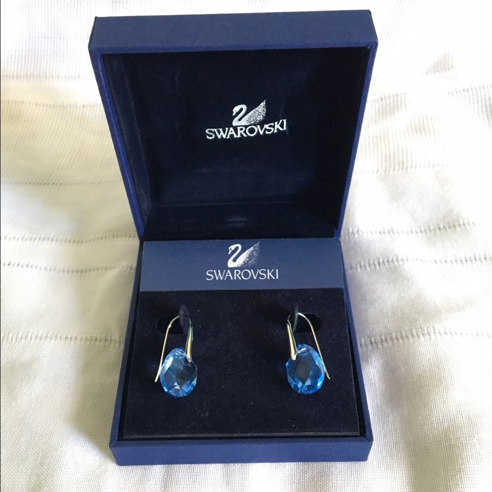 Swarovski Galet Blue Earrings NWT