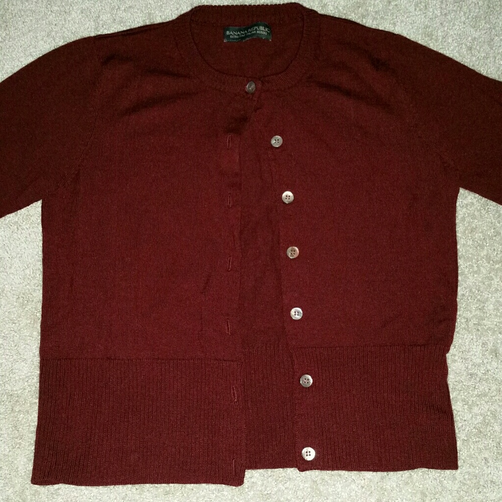 Maroon Cardigan- Extra Fine Italian Merino