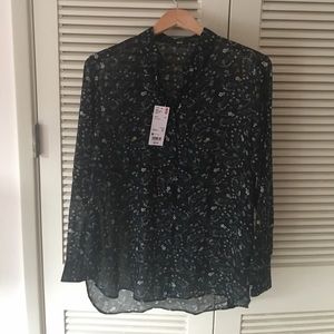 Uniqlo floral sheer blouse