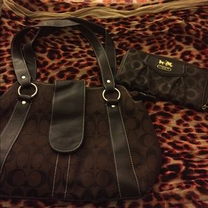 Brown Coach Bag and wallet