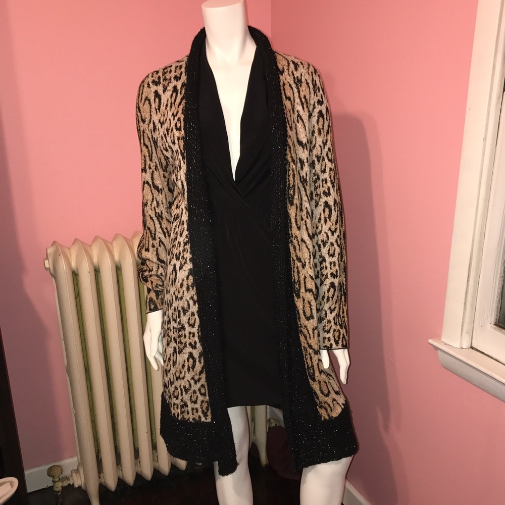 Chico's leopard print duster sweater