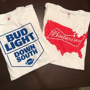 Bud Light Budweiser Mens Tees Set of 2 NWOT