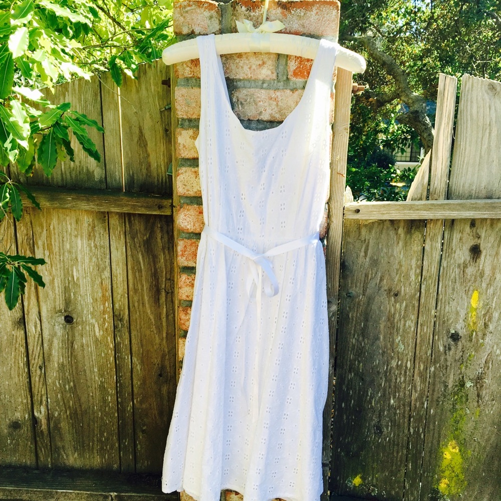 Summer White eyelet dress, fully lined.