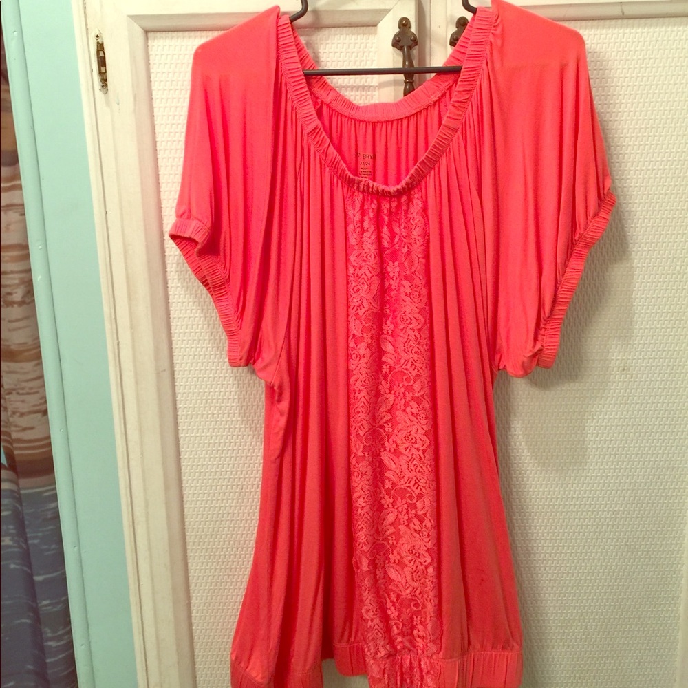 Coral lace tunic