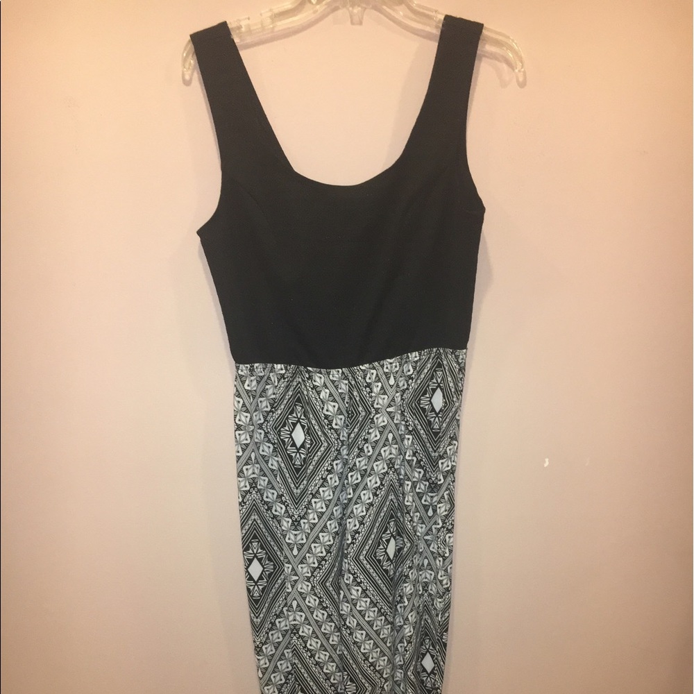 Jumpsuit Patterned Leg Black Top