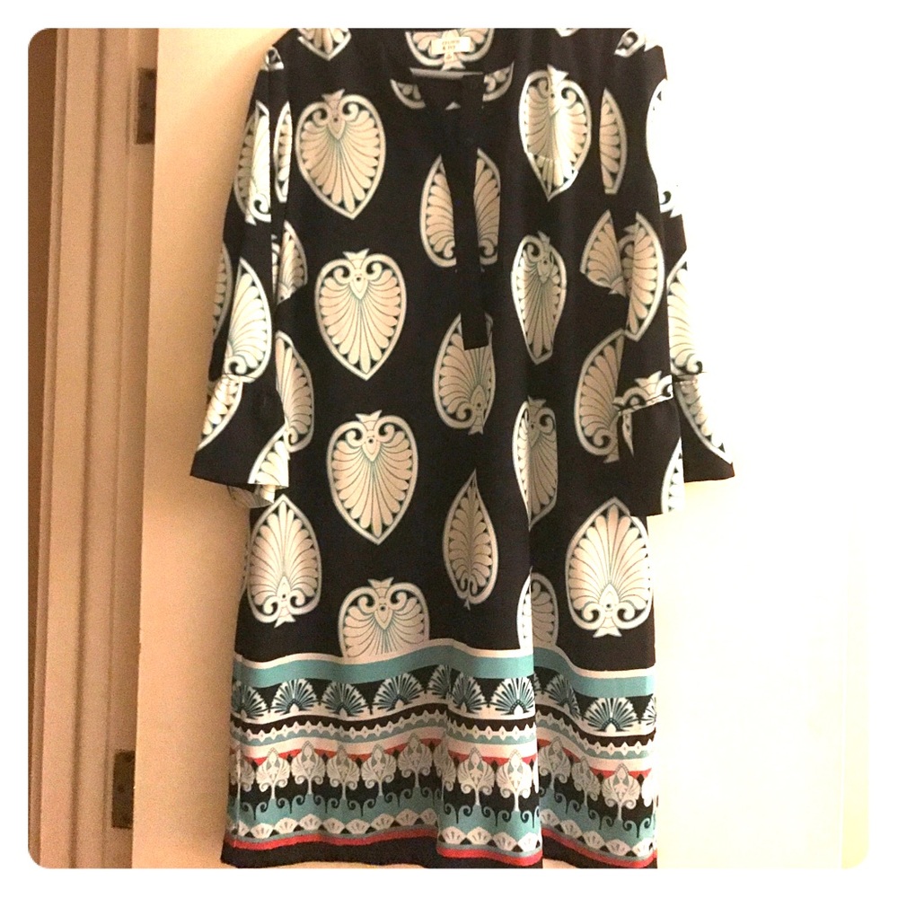 Crown & Ivy dress- navy , white &  red at hem