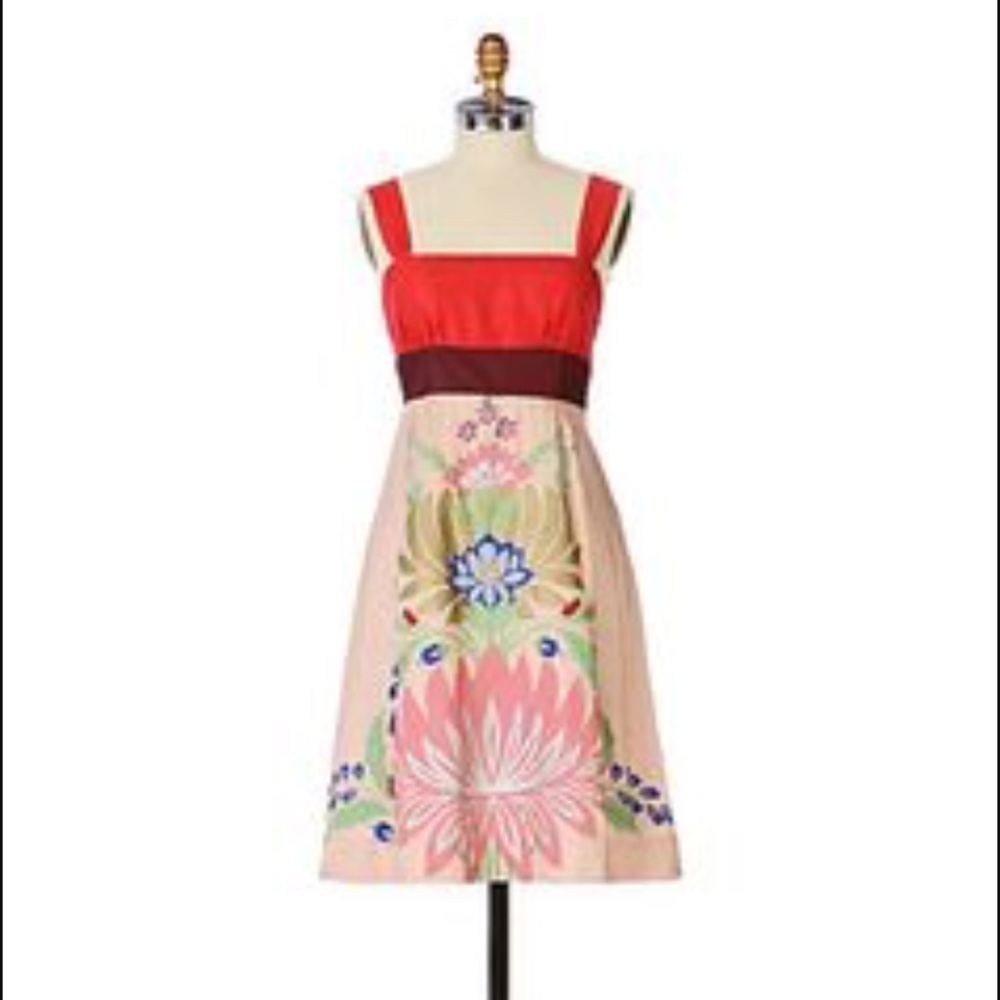 Anthro Floreat painted silk dress
