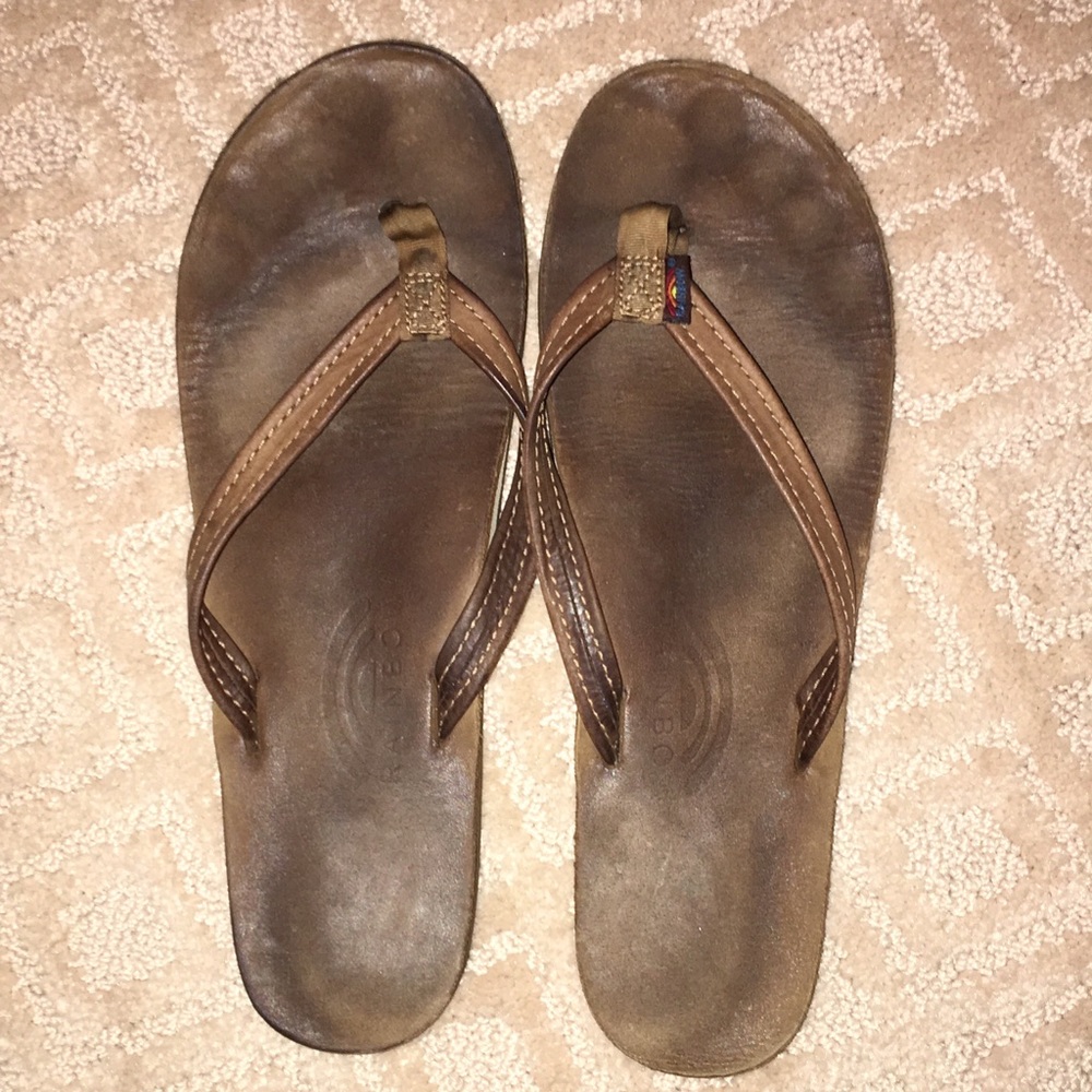 Women's Rainbow Flip Flops Dark Wash