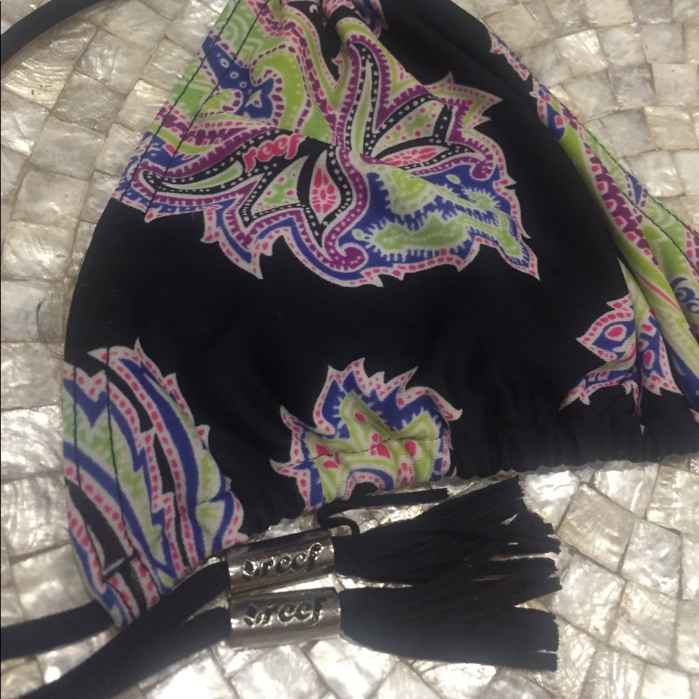 Reef brand black & paisley bikini top