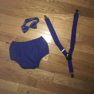 Boys royal blue one year cake smash outfit
