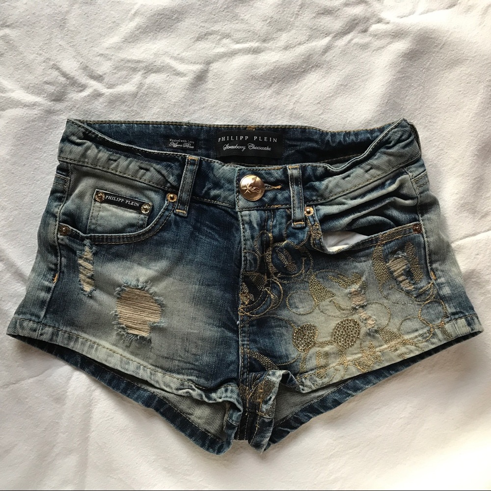 Philipp Plein Gold Detail Mickey Mouse Shorts