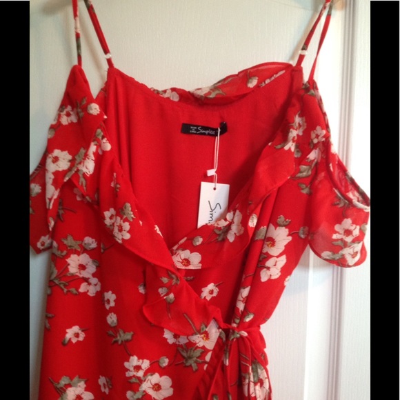 Simplee Apparel Floral Ruffle Cold Shoulder Dress - Picture 3 of 4