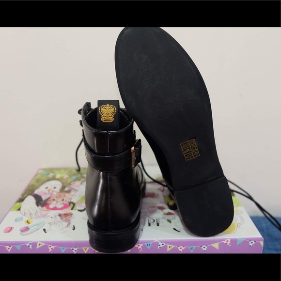 NIB! F-Troupe Black smooth leather Boots- size 6 - Picture 2 of 4