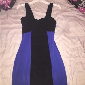 CUTE&FLIRTY ELECTRIC BLUE AND BLACK MINI DRESS