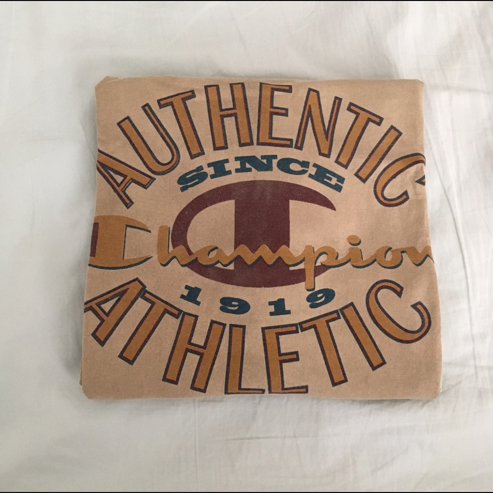 vintage authentic champion athletics tan t shirt