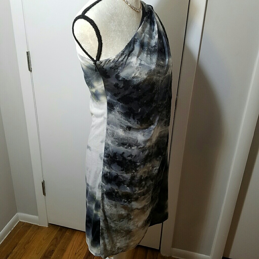Badgley Mischka One Shoulder Caftan Sheath Dress - Picture 4 of 8