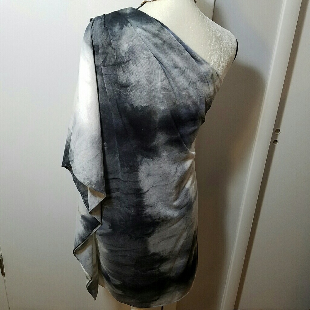 Badgley Mischka One Shoulder Caftan Sheath Dress - Picture 5 of 8