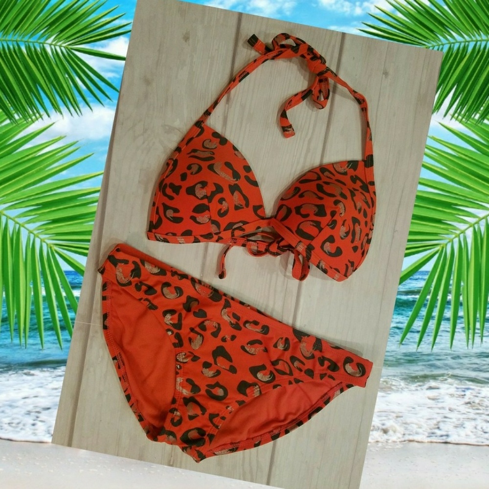 Orange and Gold Cheetah Print Bikini