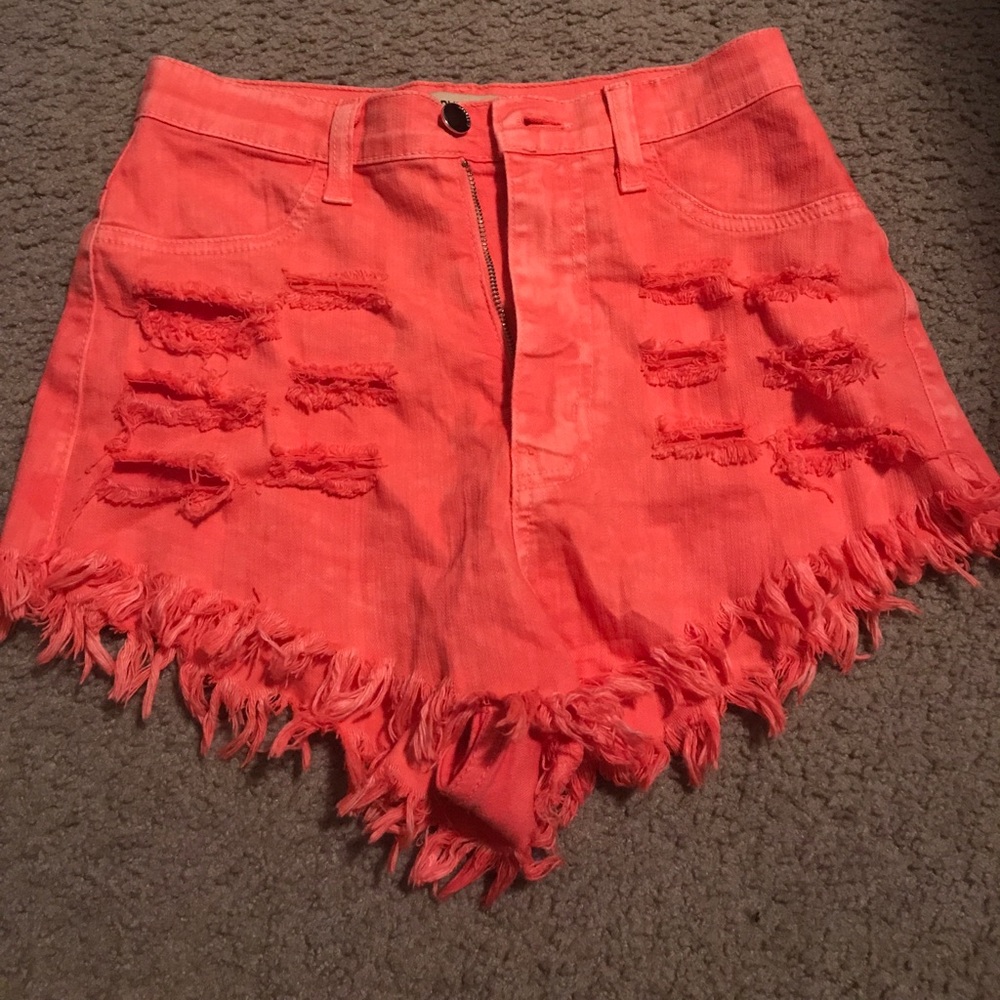 High waist cut up shorts
