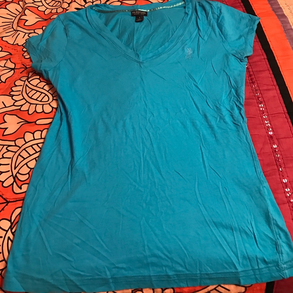 Blue polo v neck