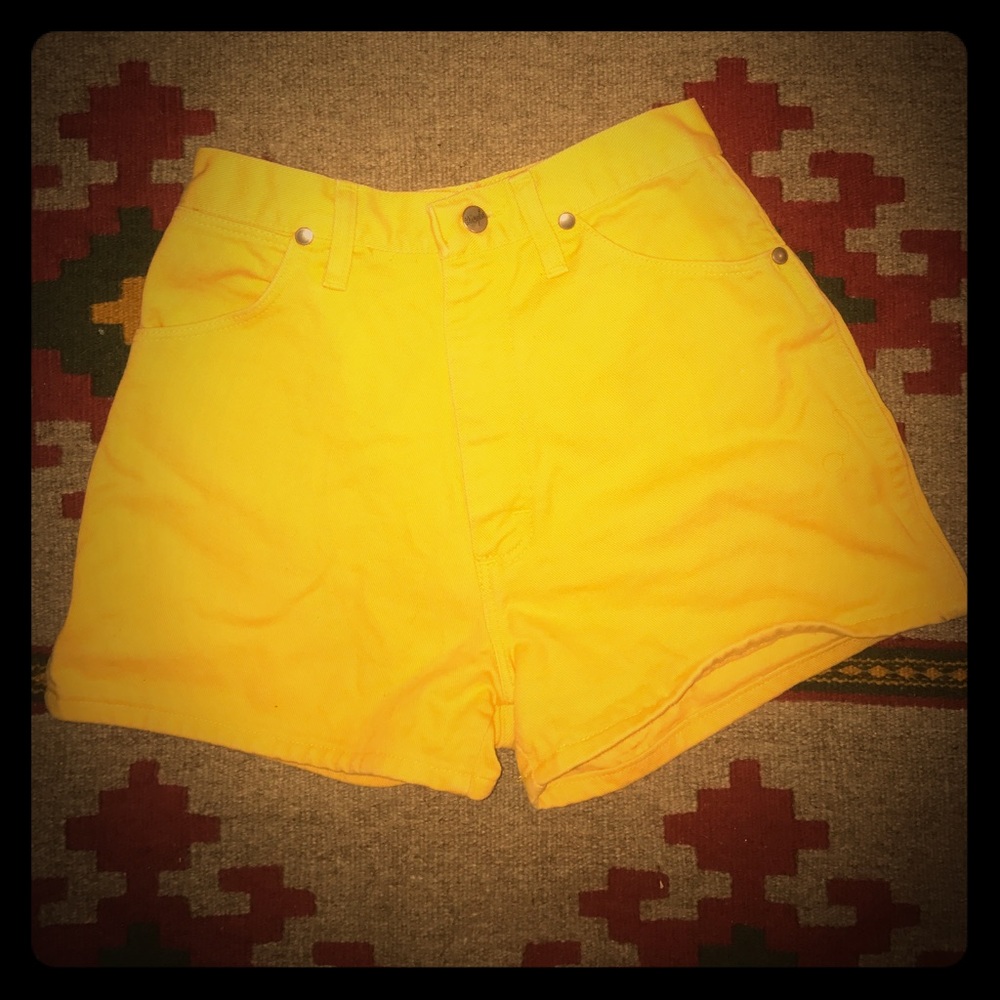 Bright yellow high waisted jeans