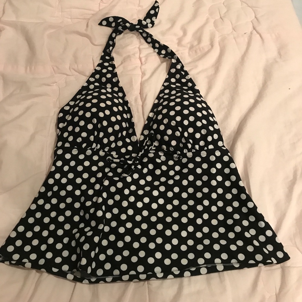 Polka dot halter bathing suit top