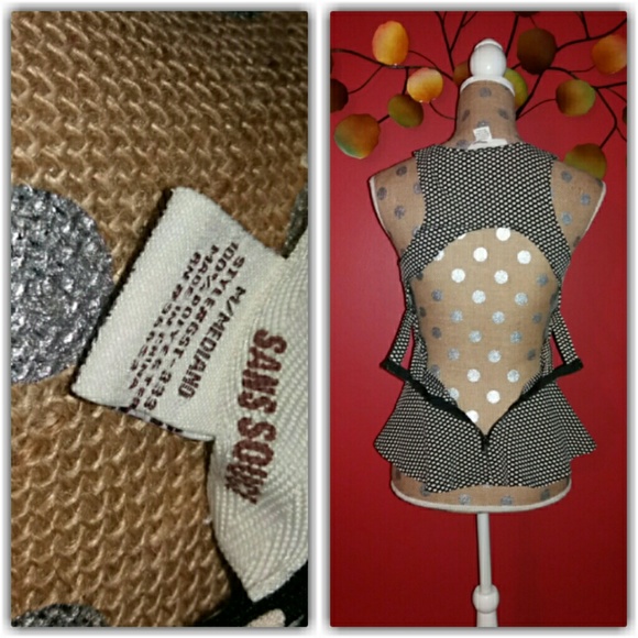 Polka Dot Print Peplum Top - Picture 3 of 4