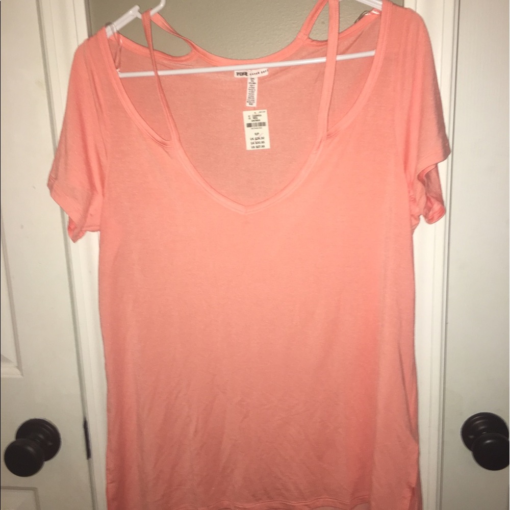 VS Pink cold shoulder tee