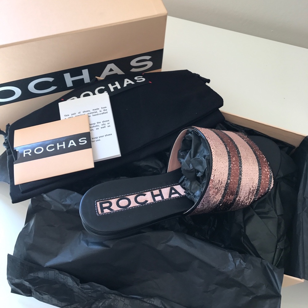 SOLD Authentic ROCHAS Sequin Slides Made in Italy