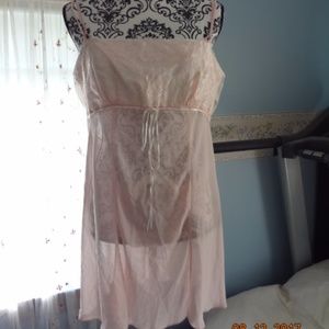 Sexy Light Pink Lingerie Nightie with Robe Set