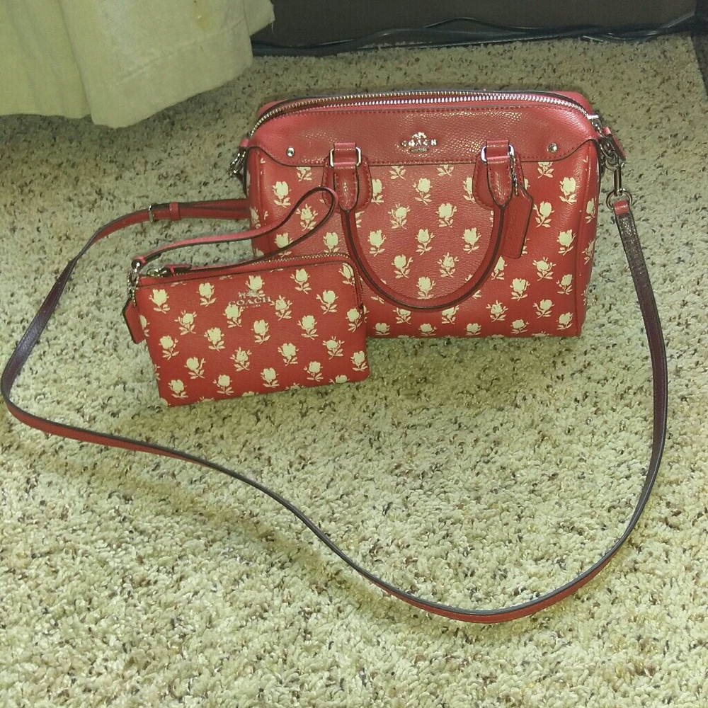 Coach bandlands floral purse and matching wallet