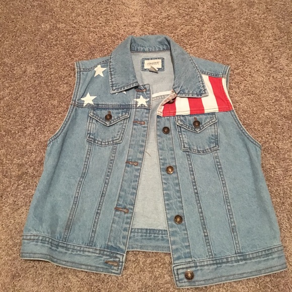 Forever 21 Jackets & Blazers - American Flag Denim Vest