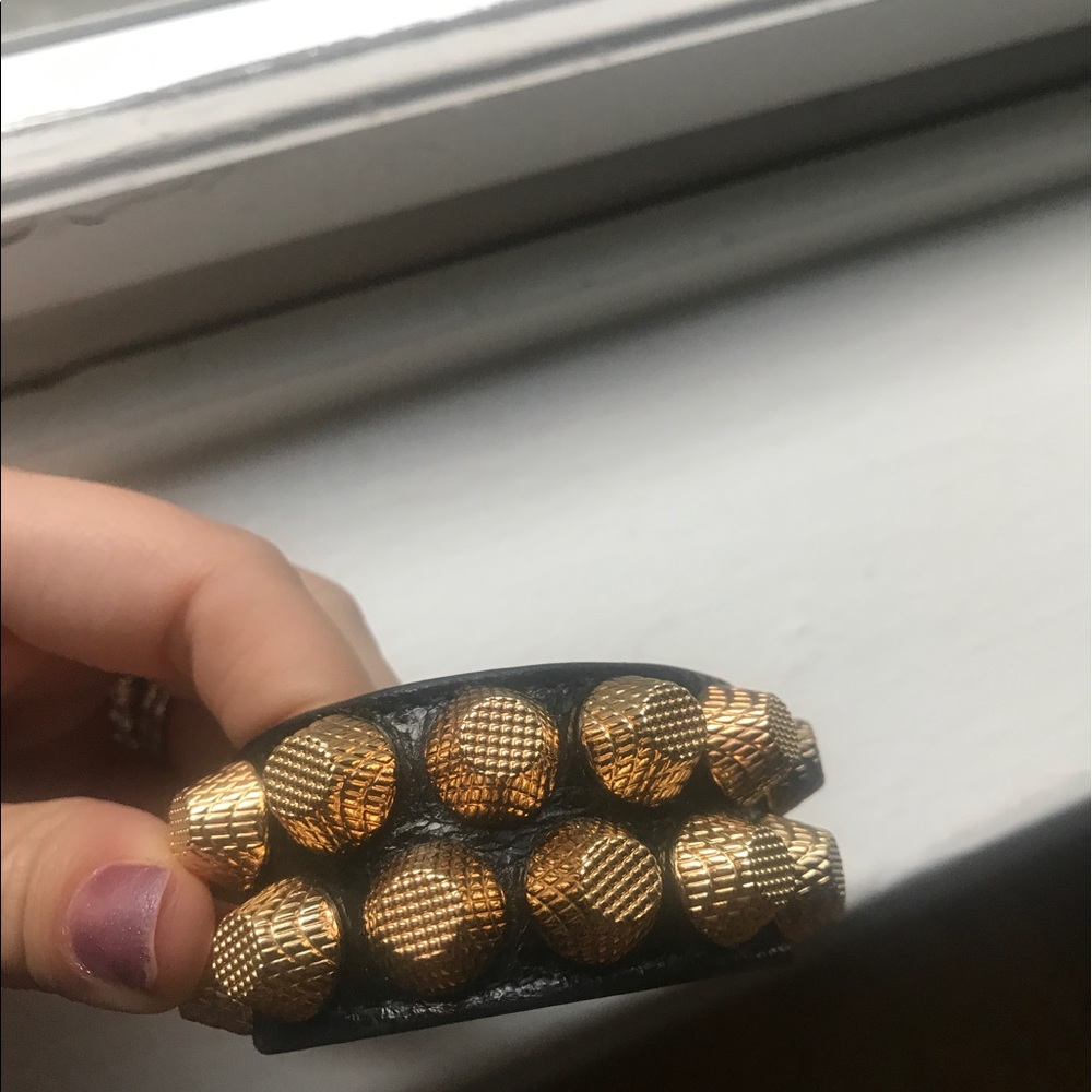 Balenciaga black leather 2 row arena bracelet