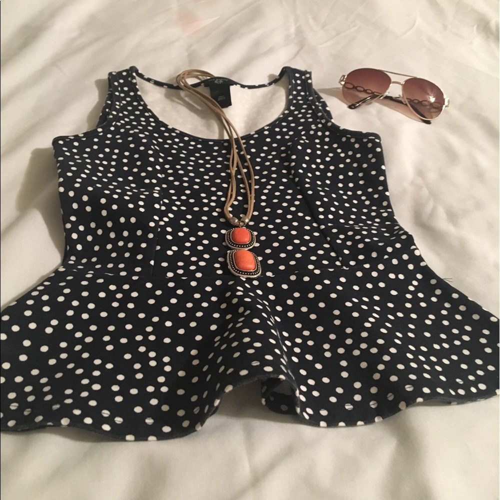 Ann Taylor Polka Dot Peplum Top