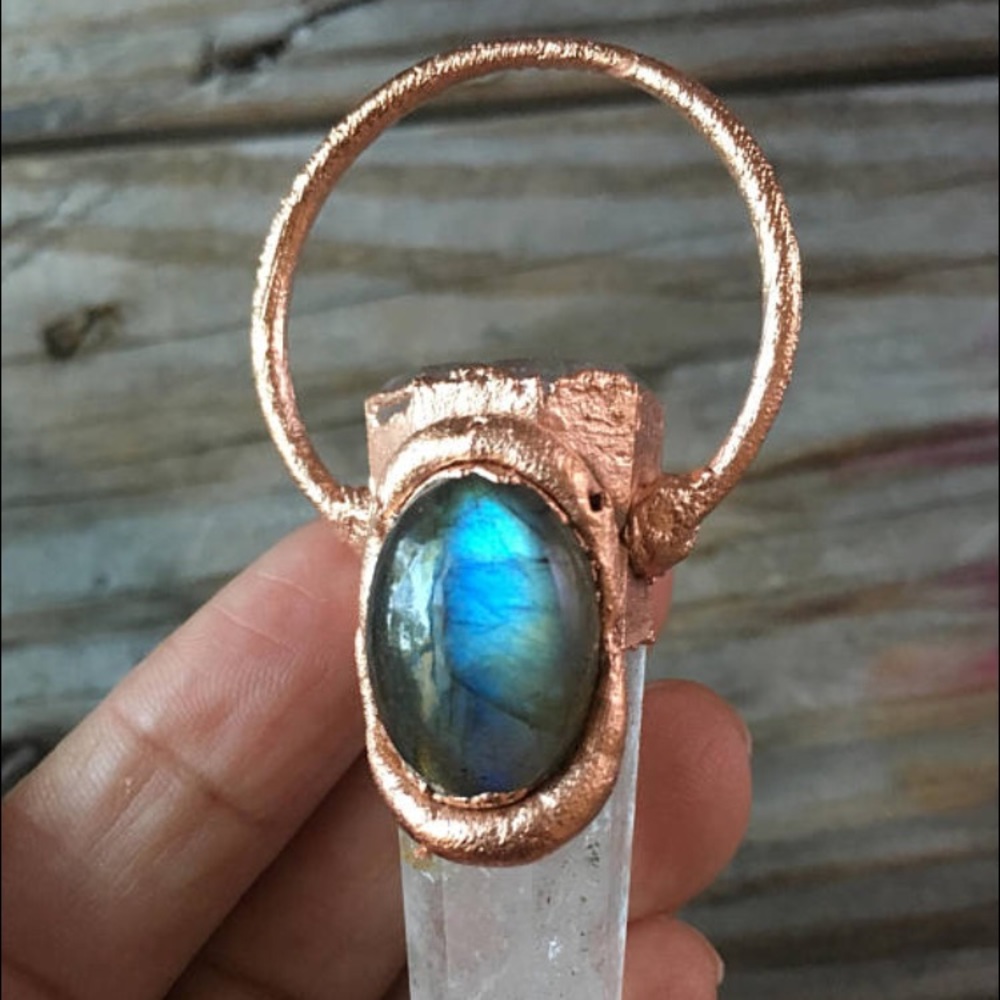 Quartz and Labradorite Pendant Necklace