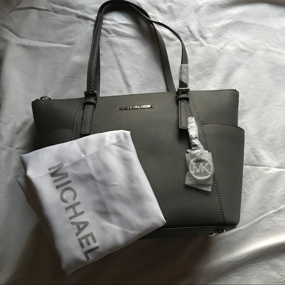 Michael Kors Steel Gray Leather Tote (New)
