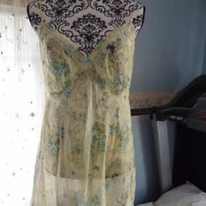 Pale Yellow & Blue Floral Lingerie Nightie