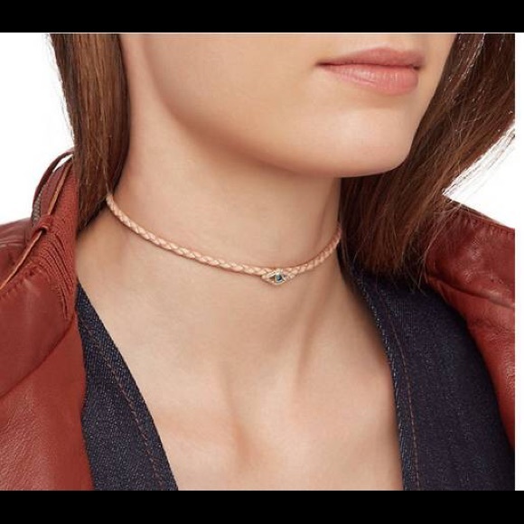 Jacquie Aiche 14K Pave Eye Pink Leather  Choker - Picture 2 of 3