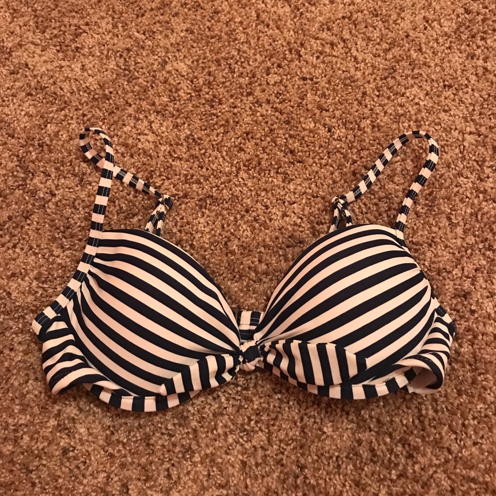 navy striped bikini top
