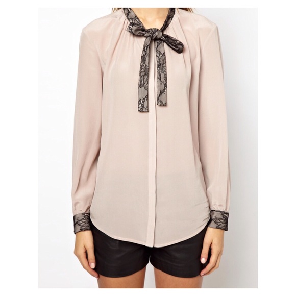 🌸French Connection Pussy Bow Silk & Lace blouse🌸 - Picture 1 of 1