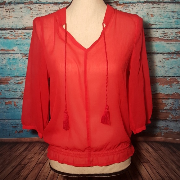 Old Navy Tops - Old Navy - Sheer 3/4 Length Blouse