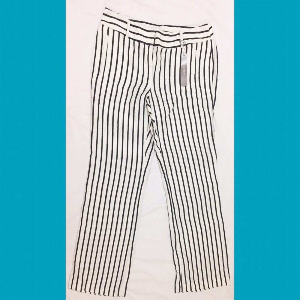 NWT LOFT Striped Linen Pants
