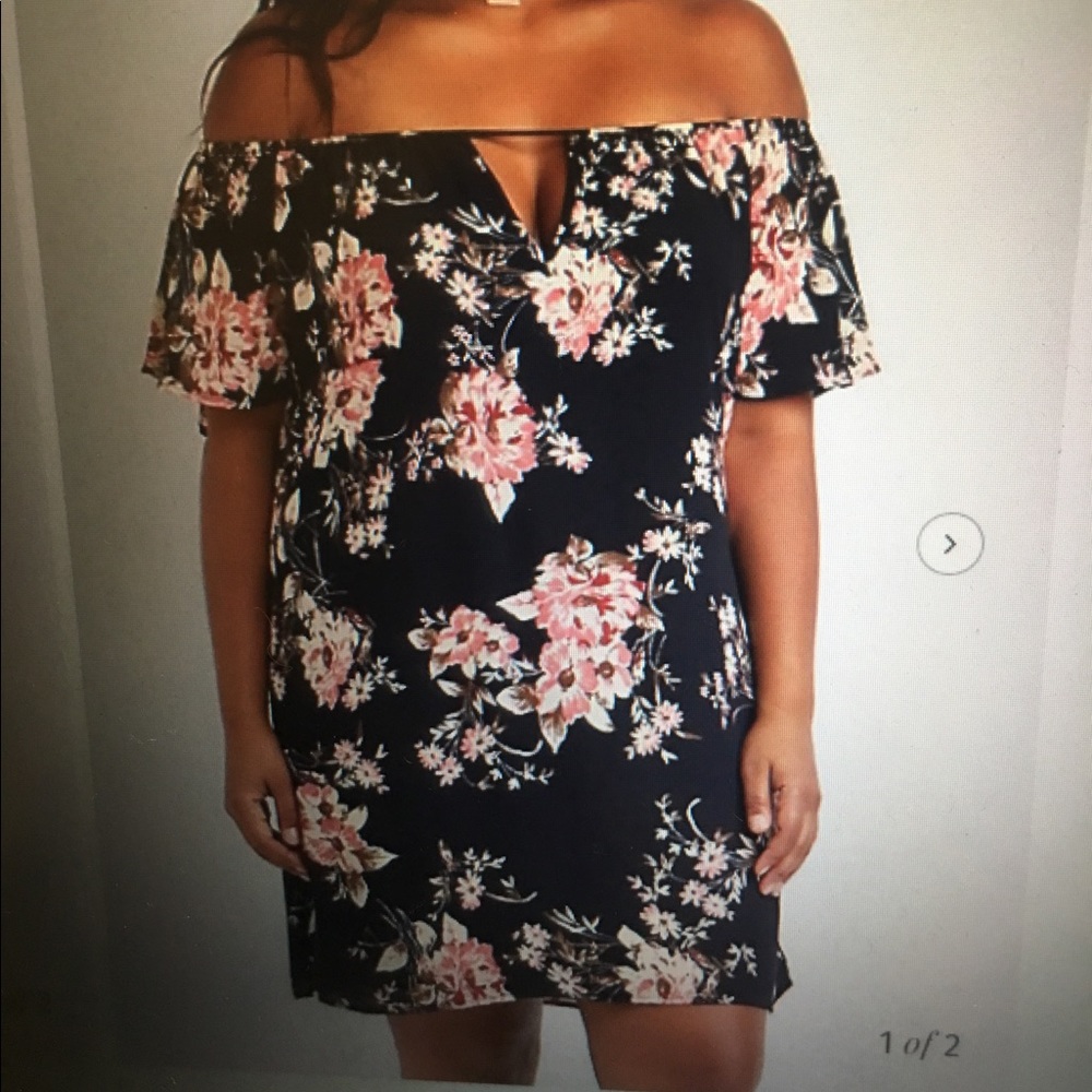 Black floral off the shoulder dress nwot