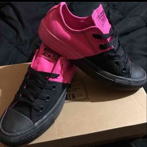 Converse black and pink women size 6.