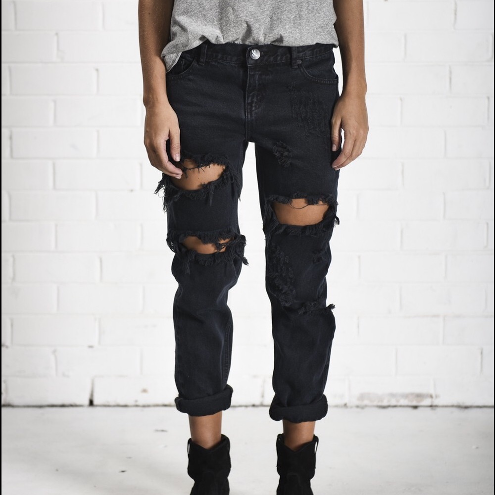 One Teaspoon fox black baggies boyfriend jean 28