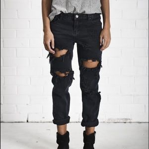One Teaspoon fox black baggies boyfriend jean 28