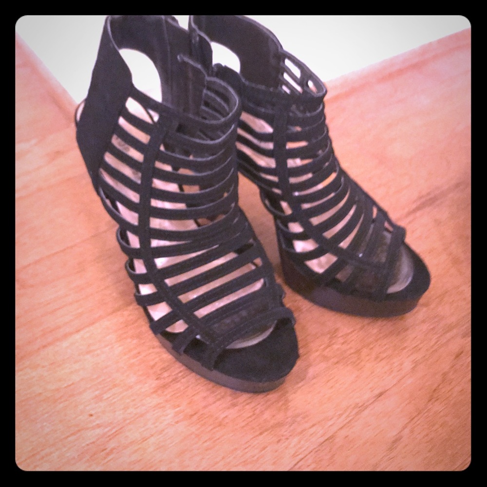 Size 6.5 strappy platform heels